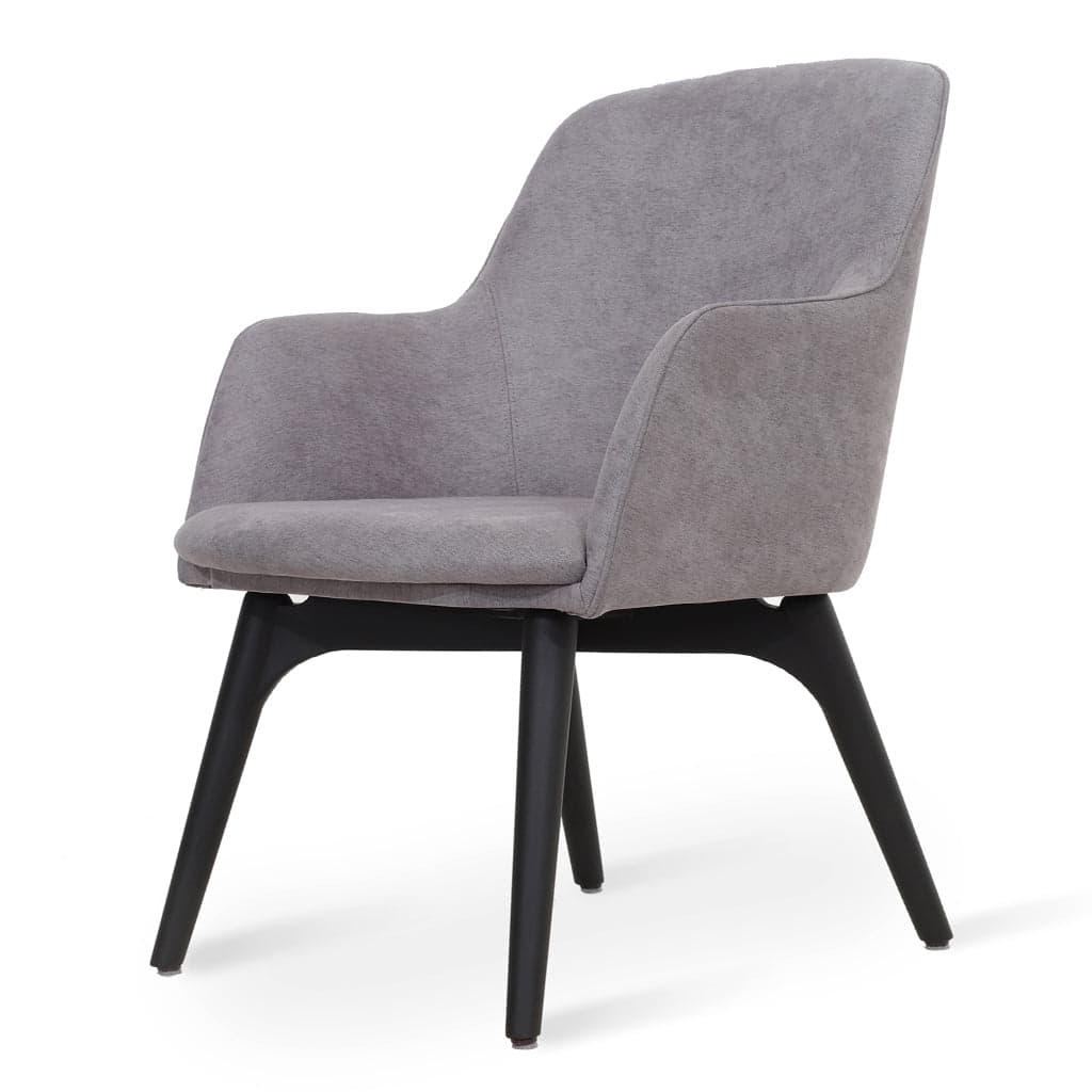 Dolt - Ash/Oak/Beech Dining Chair, Stained, Grey Fabric by Alankaram