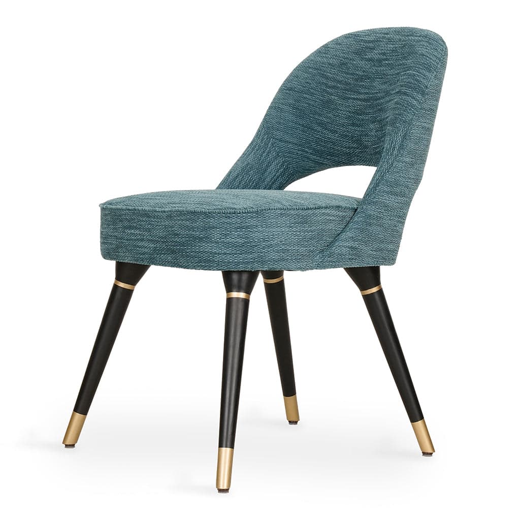 Kiero - Ash/Oak/Beech, Gold Accentuation Chair, Blue Fabric by Alankaram