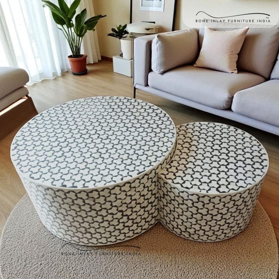 Bone Inlay Coffee Table Set 1 by Bone Inlay Furniture India
