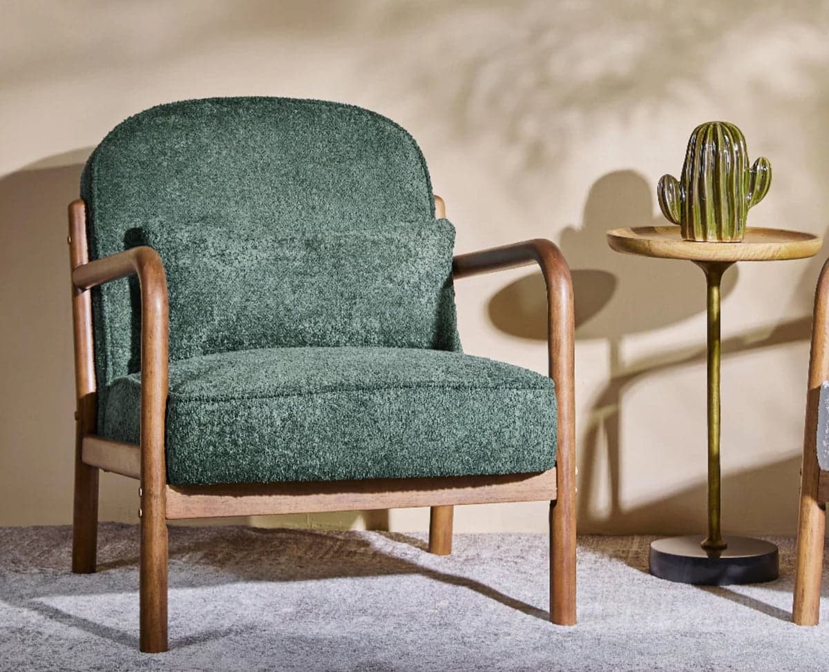 Baron Solid Rubber Wood Arm Chair - (Dark Green) by Furniselan