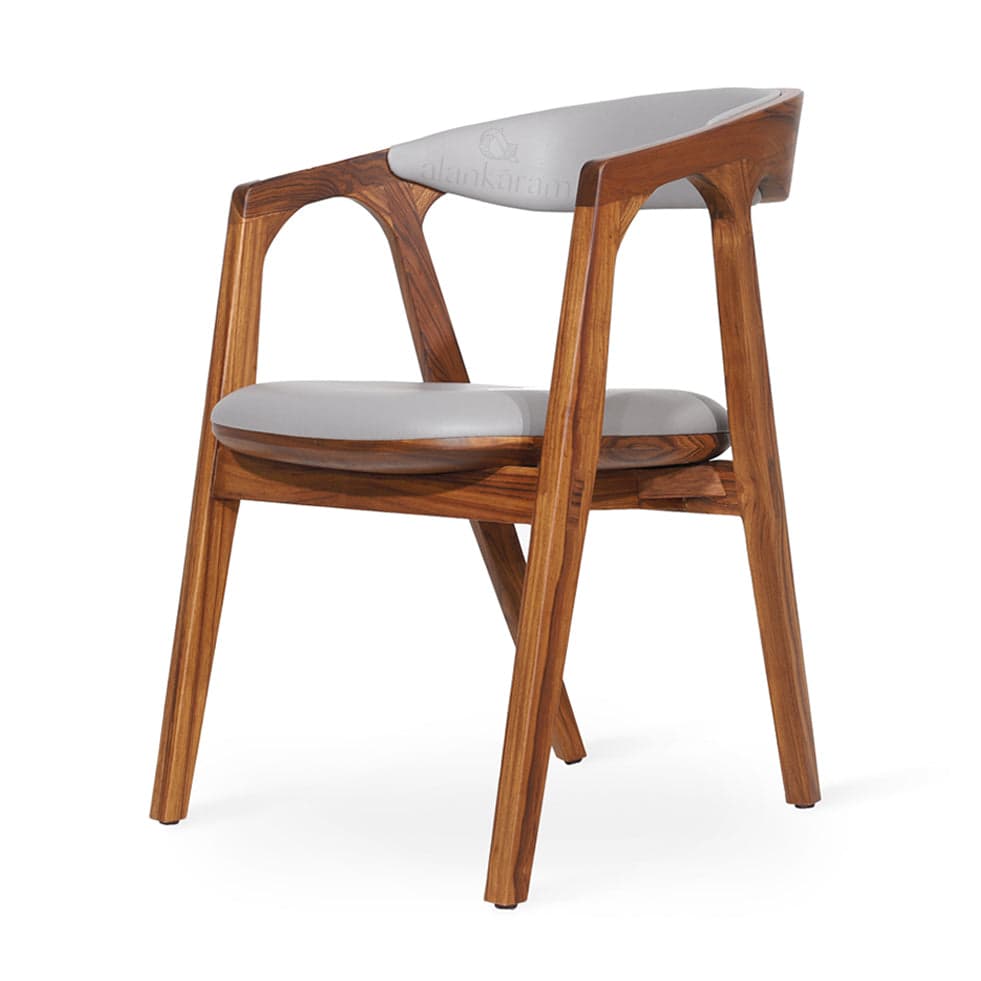 Ince - Teak Dining Chair, Upholstered Back by Alankaram