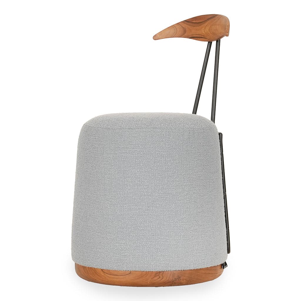 Credu -Teak Dining Chair, Grey Fabric by Alankaram