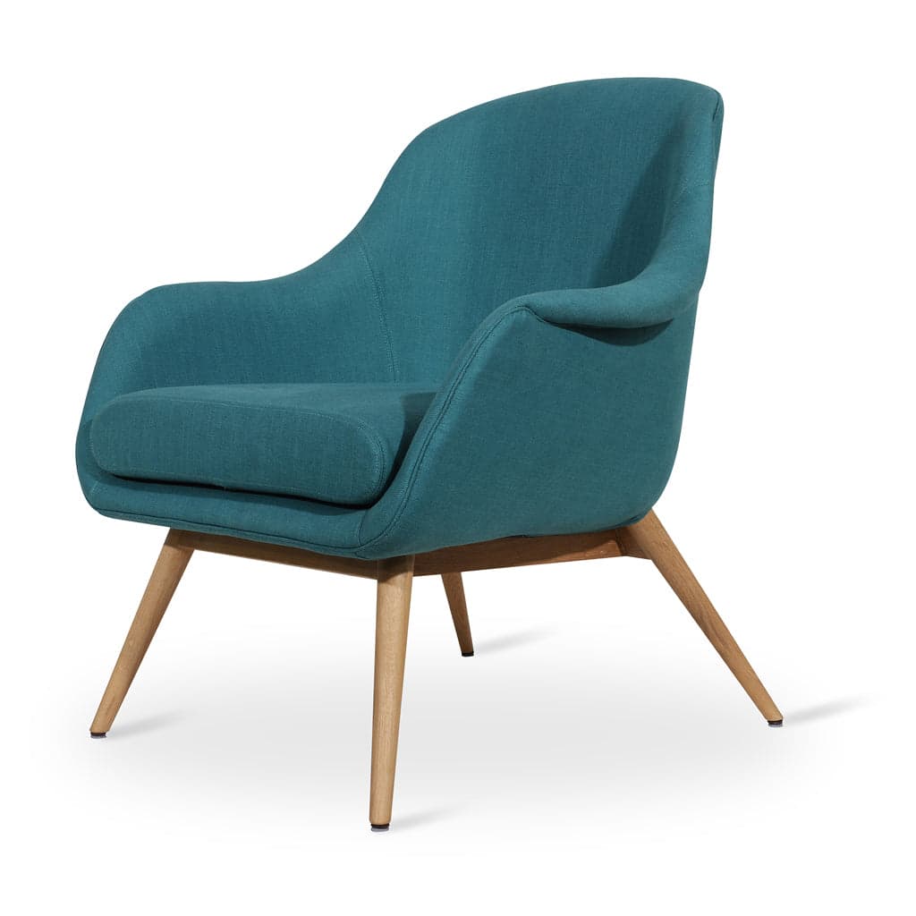 Nefis - Ash/Oak/Beech Leg Lounge Chair, Green Fabric by Alankaram