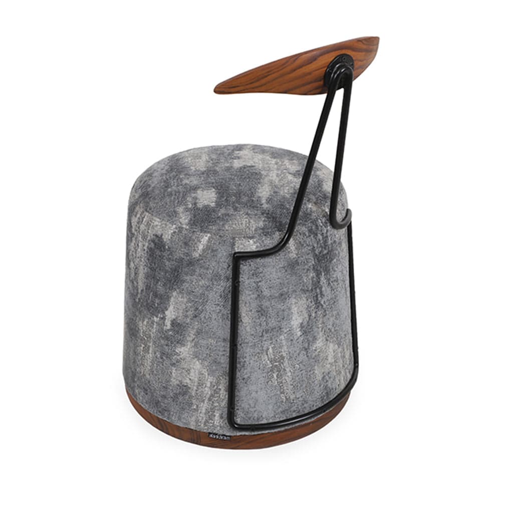 Credu - Teak Dining Chair, Grey Textured Fabric by Alankaram