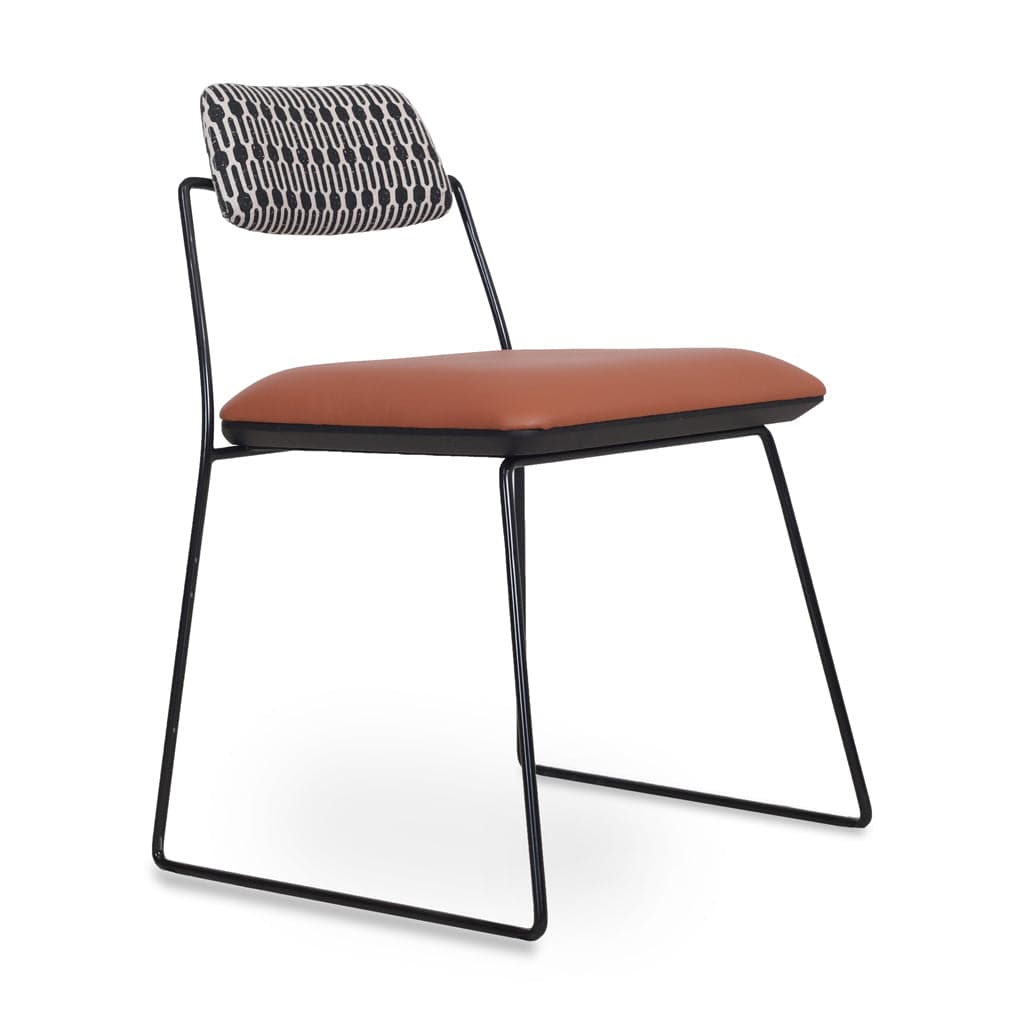 Minik - Metal Dining Chair, Ash/Oak/Beech Base, Stained, Upholstered Seat & Back 3 by Alankaram