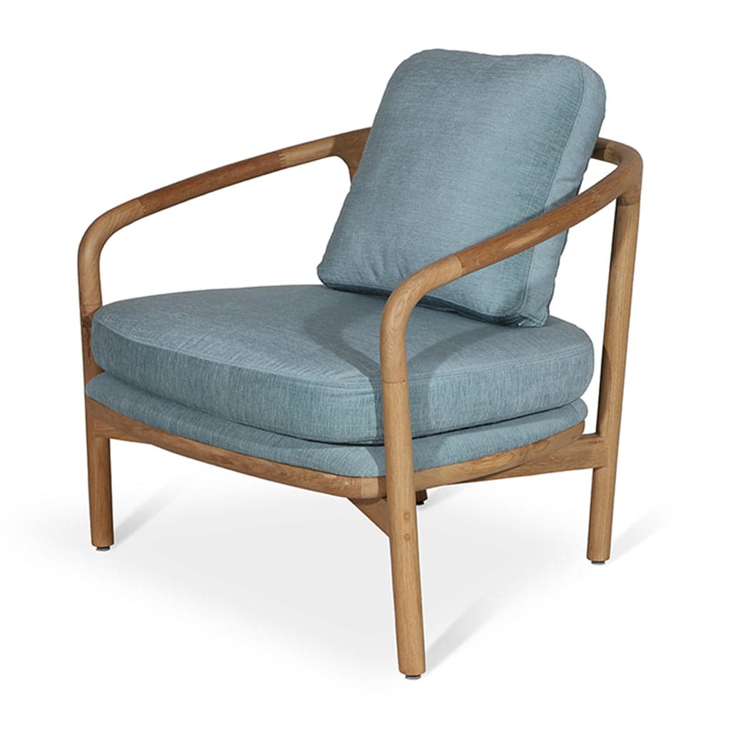 Nofo - Teak Lounge Chair, Blue Fabric by Alankaram