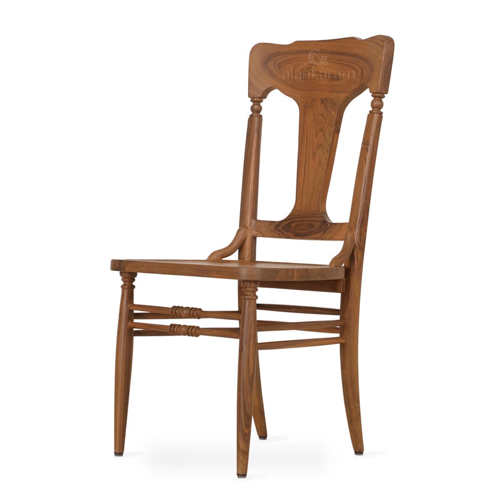 Kanso - Teak Dining Chair, Wooden Seat by Alankaram