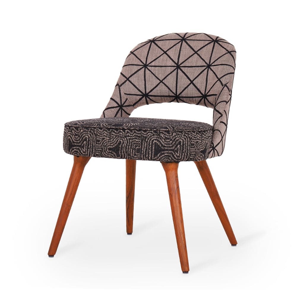Kiero - Teak Dining Chair, Printed Fabric by Alankaram