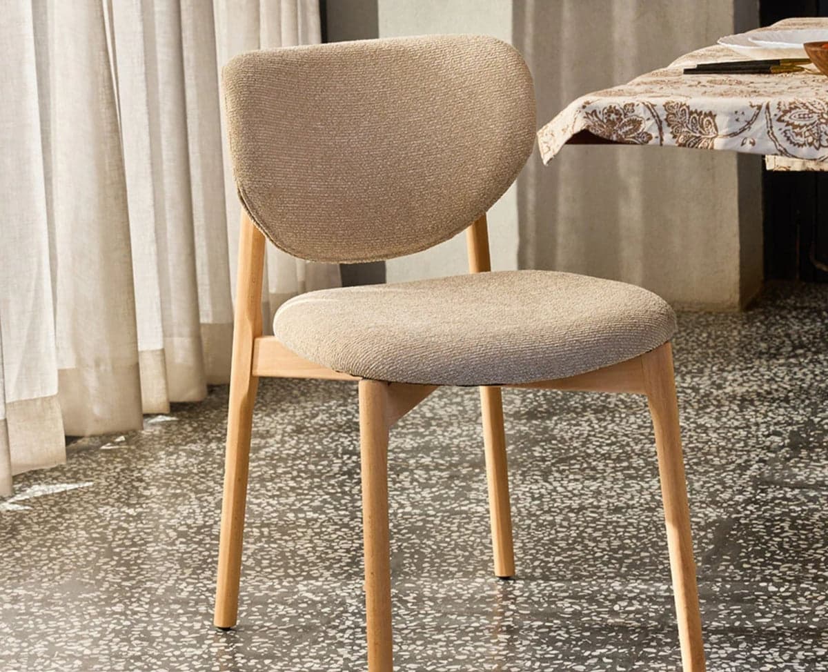 Beechline Dining Chair – Modern Upholstered Dining Chair for Home & Café - (flaxen) by Furniselan