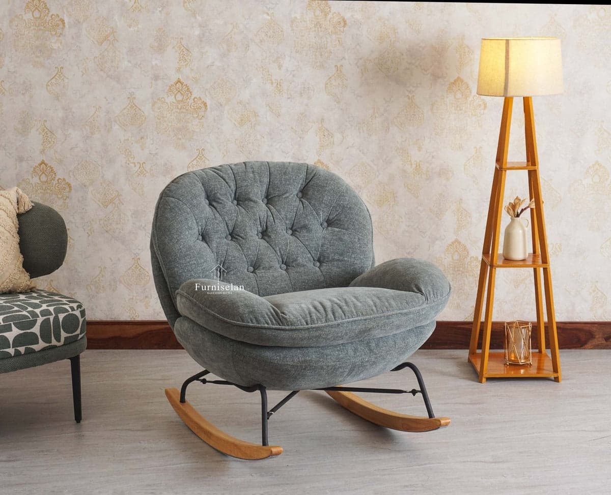 GeoNest Lounge Rocking Chair - (Charcoal Grey) by Furniselan