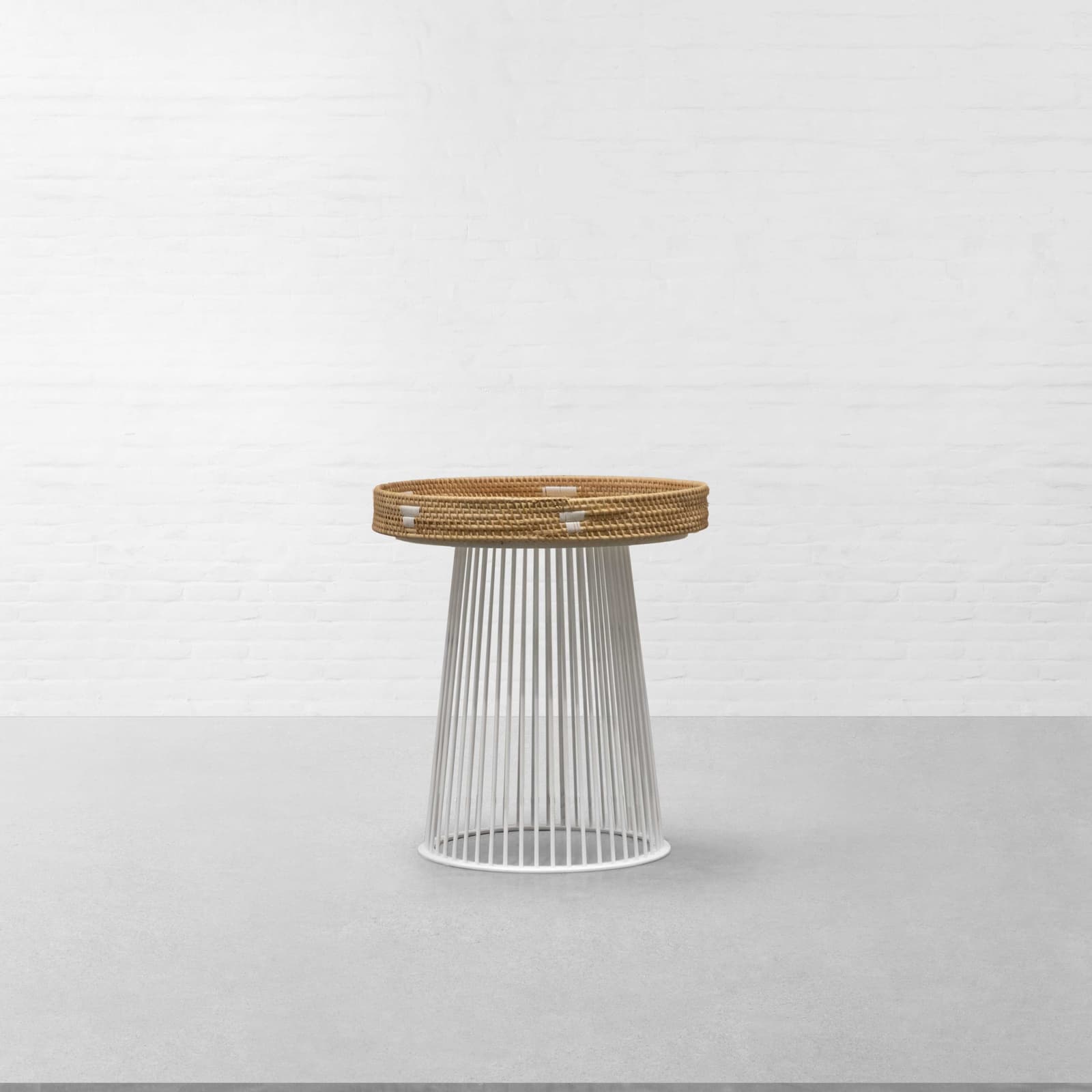 Toba Handwoven Coffee Table - Natural & White (White Base) by Gulmohar Lane