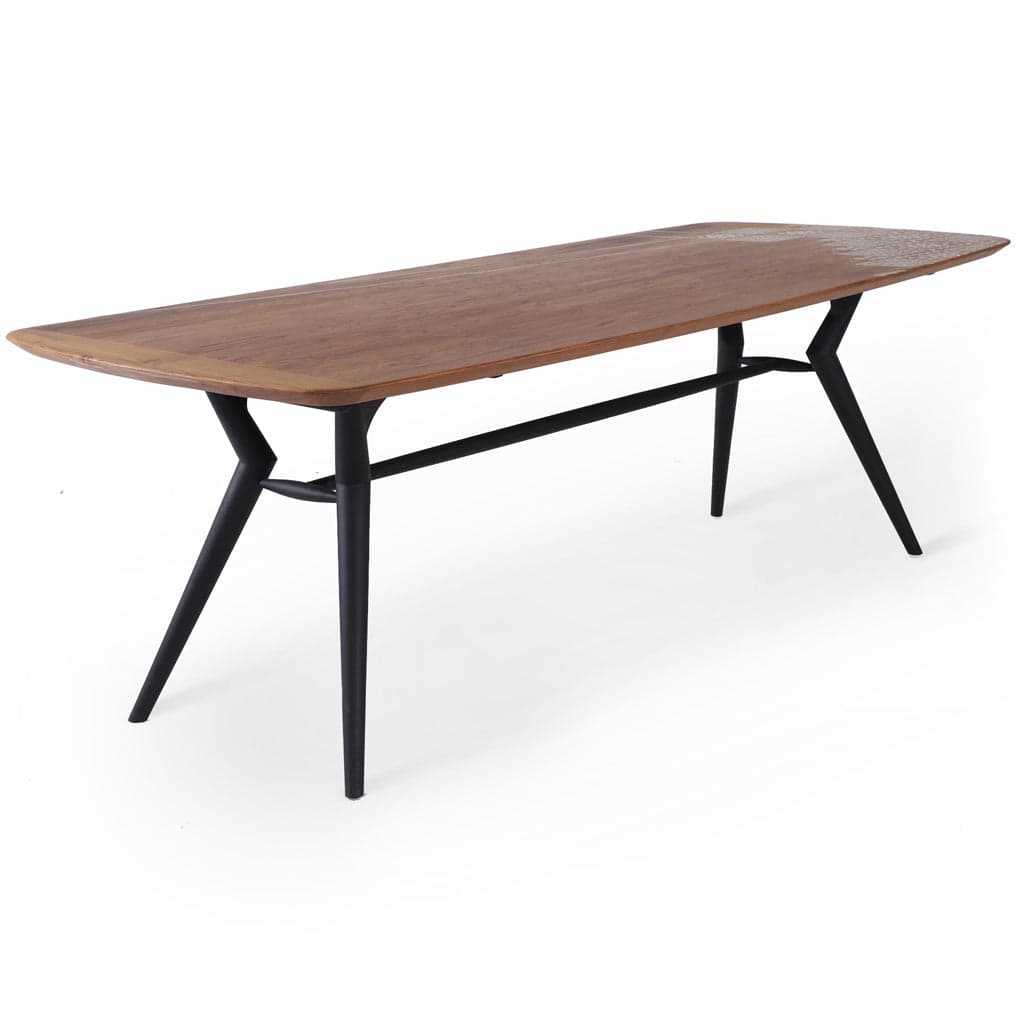 Fusi - Six Seater Teak Dining Table, Brass Inlay on Top by Alankaram
