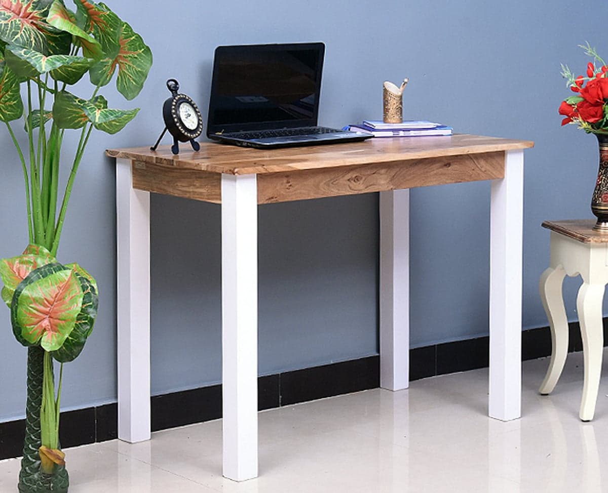 Belem Solid Wood Console Table , Study Laptop Table - (White Finish) by Furniselan