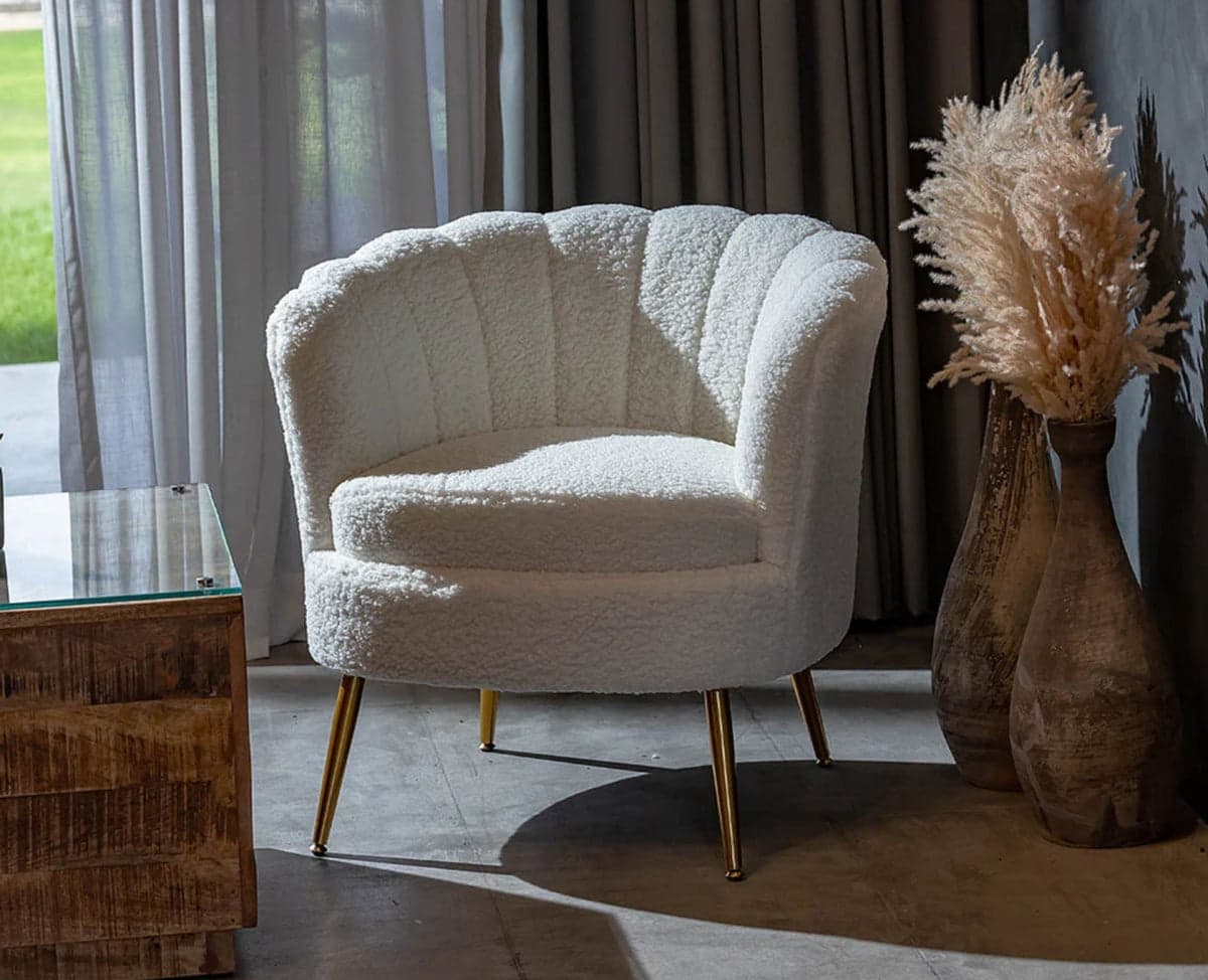 Alder Arbor Armchair – Modern Upholstered Dining Chair for Home & Café - (Ivory) by Furniselan