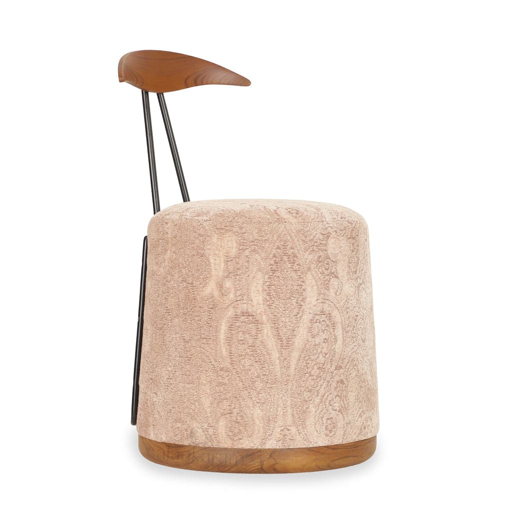 Credu - Teak Dining Chair, Peach Color Fabric by Alankaram