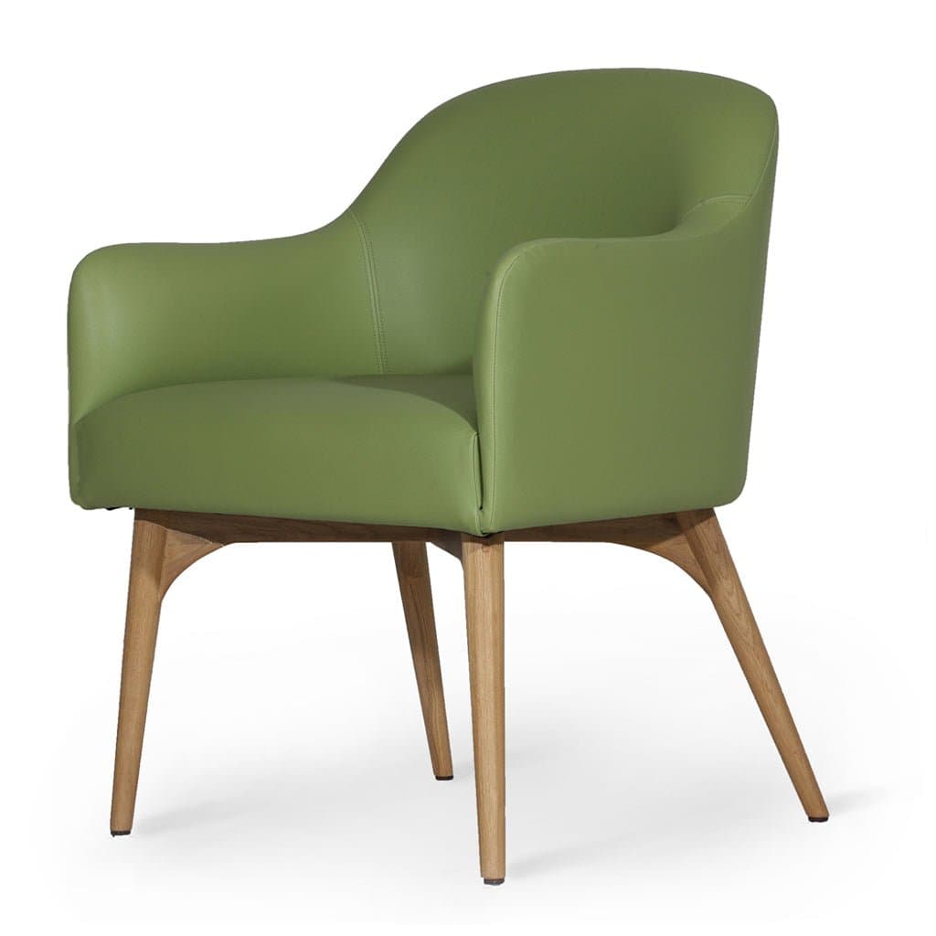 Aavaha - Ash/Oak/Beech Legs Dining Chair, Green Leatherette by Alankaram
