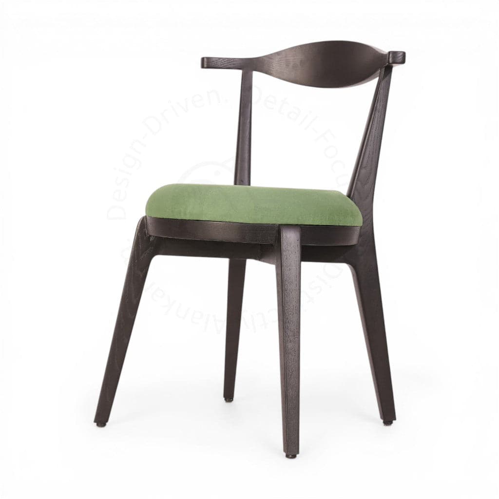 Dogo - Ash/Oak/Beech Dining Chair, Upholstered Seat, Stained by Alankaram