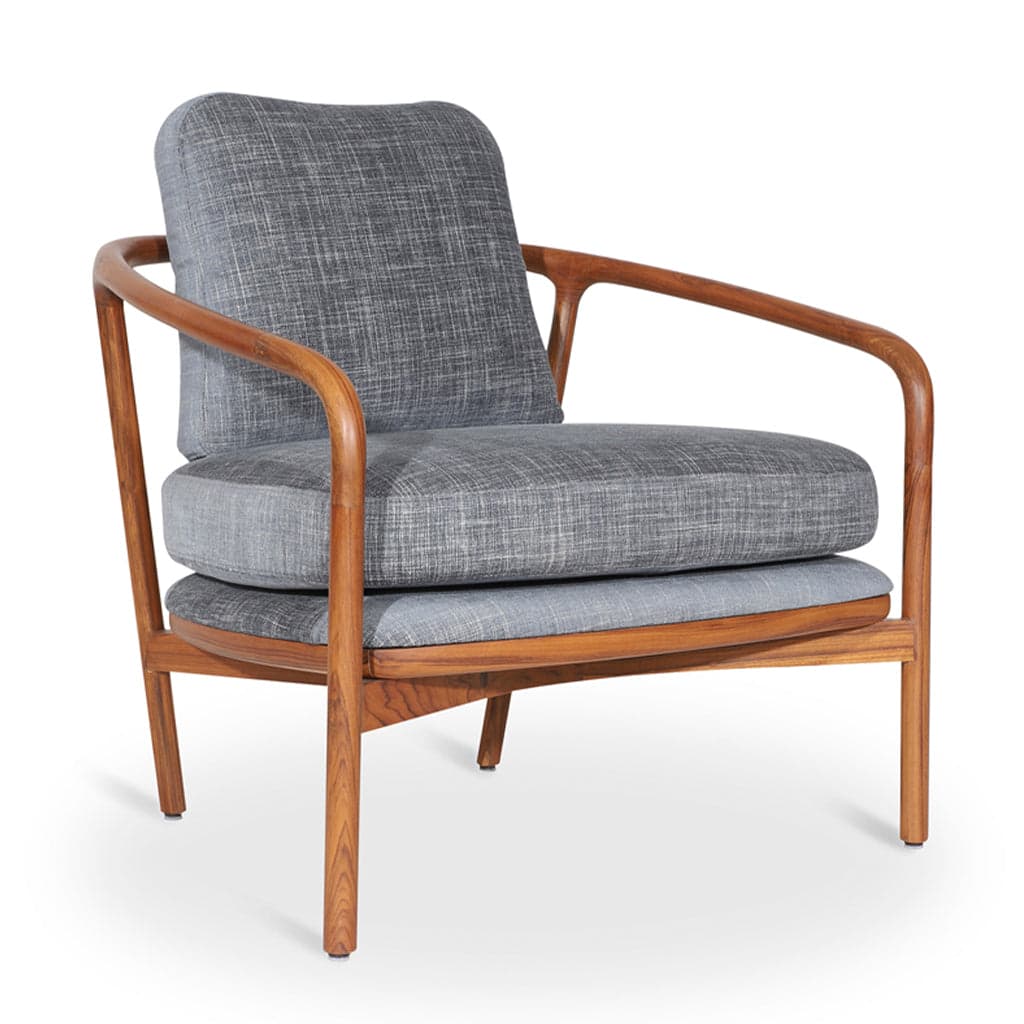 Nofo - Teak Lounge Chair, Grey Fabric 2 by Alankaram