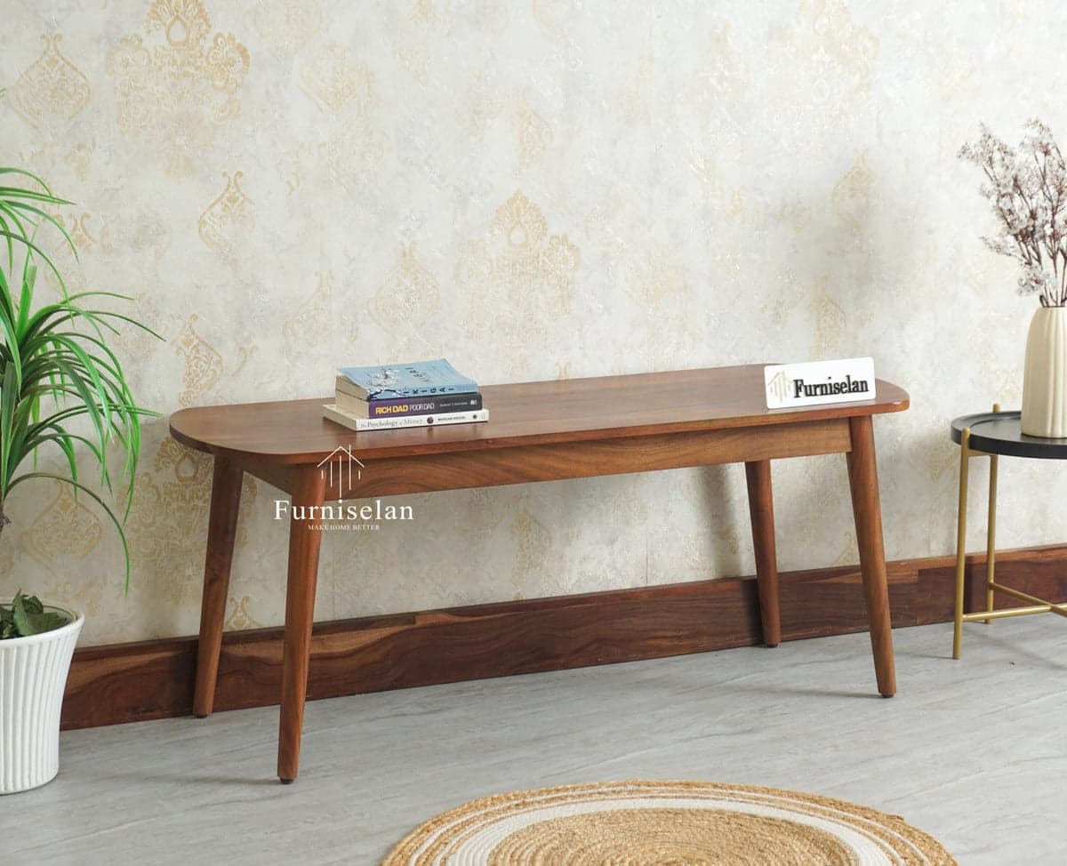Antilia Wooden Three Seater Dining Bench - (Teak Finish) by Furniselan