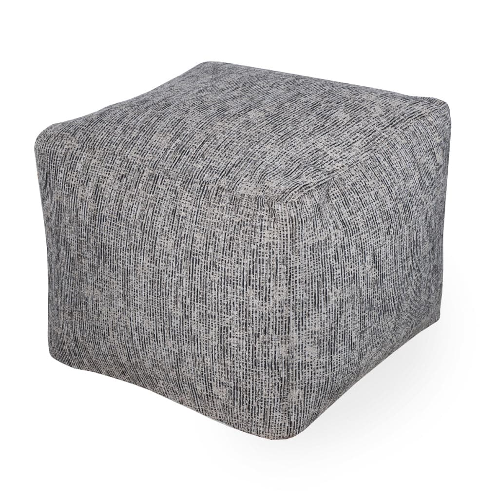 Pouffe - Square Ottoman with Black and Grey Fabric 2 by Alankaram