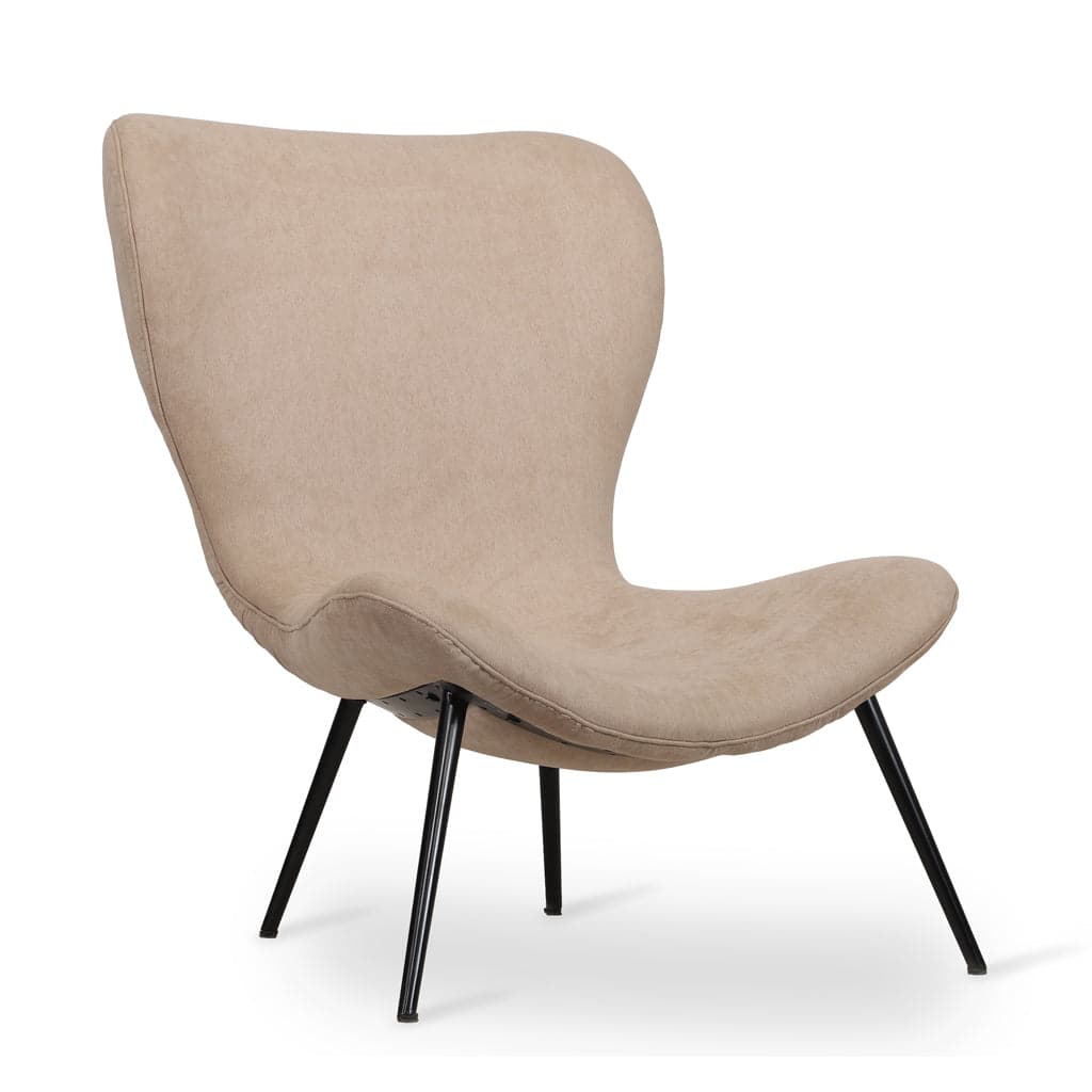Maru Metal Lounge Chair with Beige Fabric by Alankaram