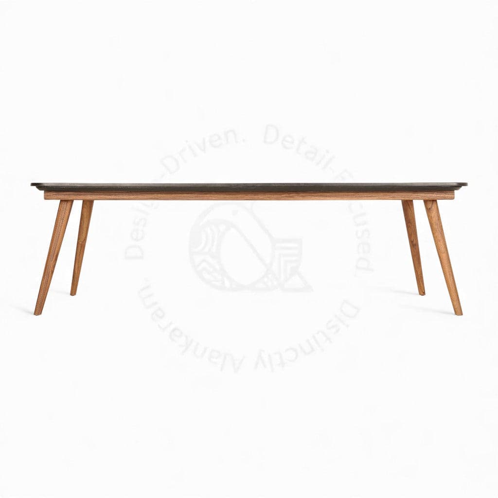 Ambu - Eight Seater Teak Dining Table, Stone top by Alankaram