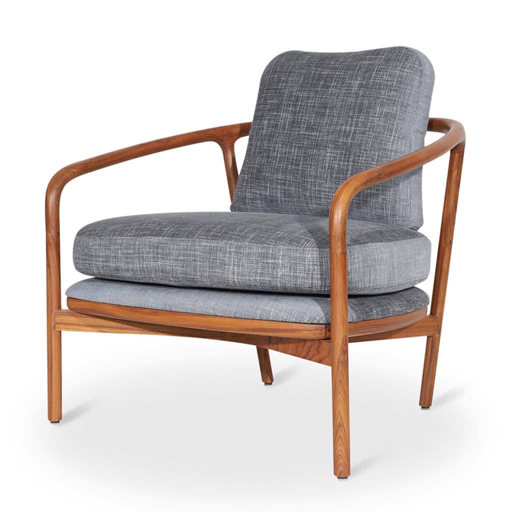 Nofo - Teak Lounge Chair, Grey Fabric by Alankaram