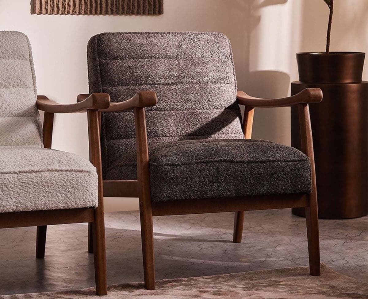 Arden Solid Rubber Wood Arm Chair - (Grey) by Furniselan