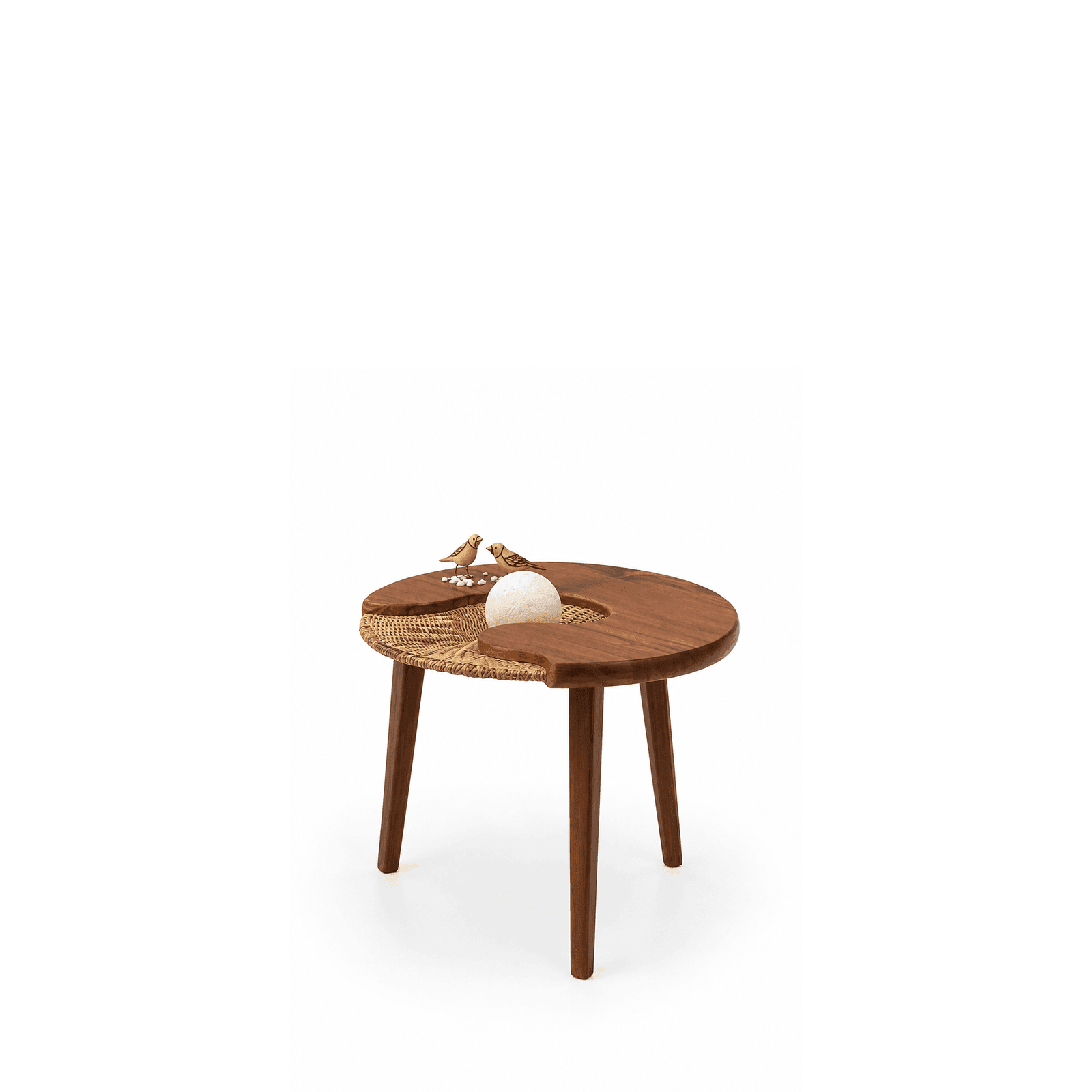 Rattan Furniture : Rattan Circular Coffee Table Handcrafted in Teakwood by Vakr