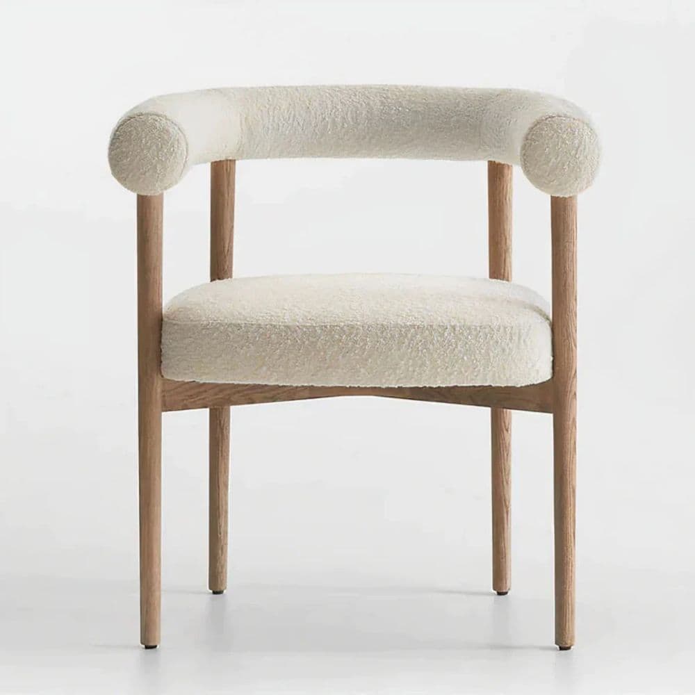 Buy Dining Chairs Online in India – Bouclé Fabric Accent Dining Chair by Furnhands by Furnhands
