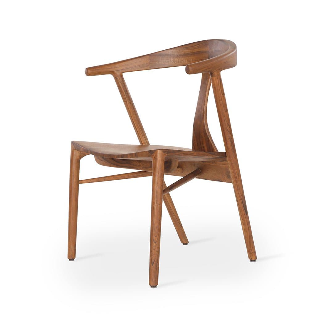 Ploot - Teak Dining Chair, Wooden Seat by Alankaram