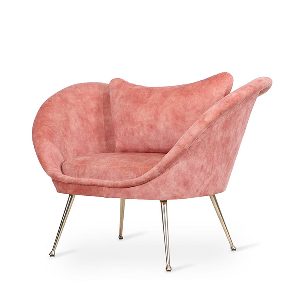 Paligo - Metal Lounge Chair, Pink Fabric by Alankaram