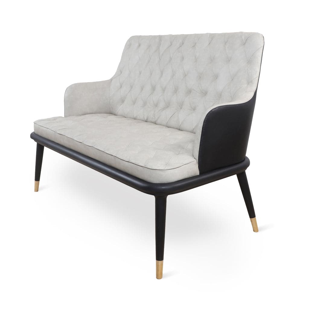 Doko - Two Seater Ash/Oak/Beech Sofa, Stained, Brass Accentuations by Alankaram