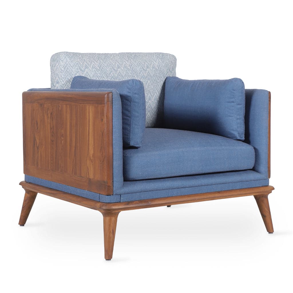 Mysig - Teak Club/Sofa Chair, Upholstered back 4 by Alankaram