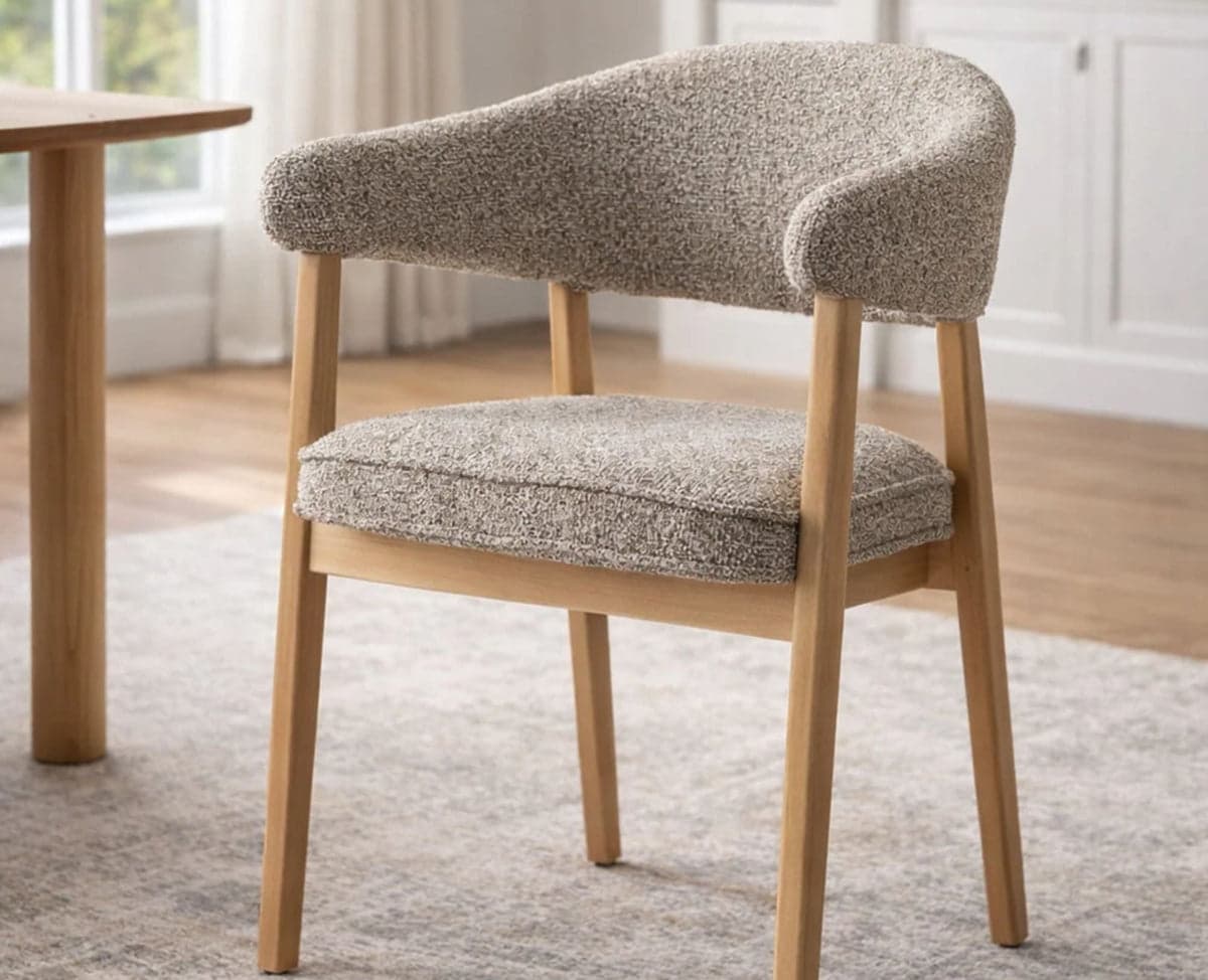 Beechcraft Dining Chair – Modern Upholstered Dining Chair for Home & Café - (light brown) by Furniselan