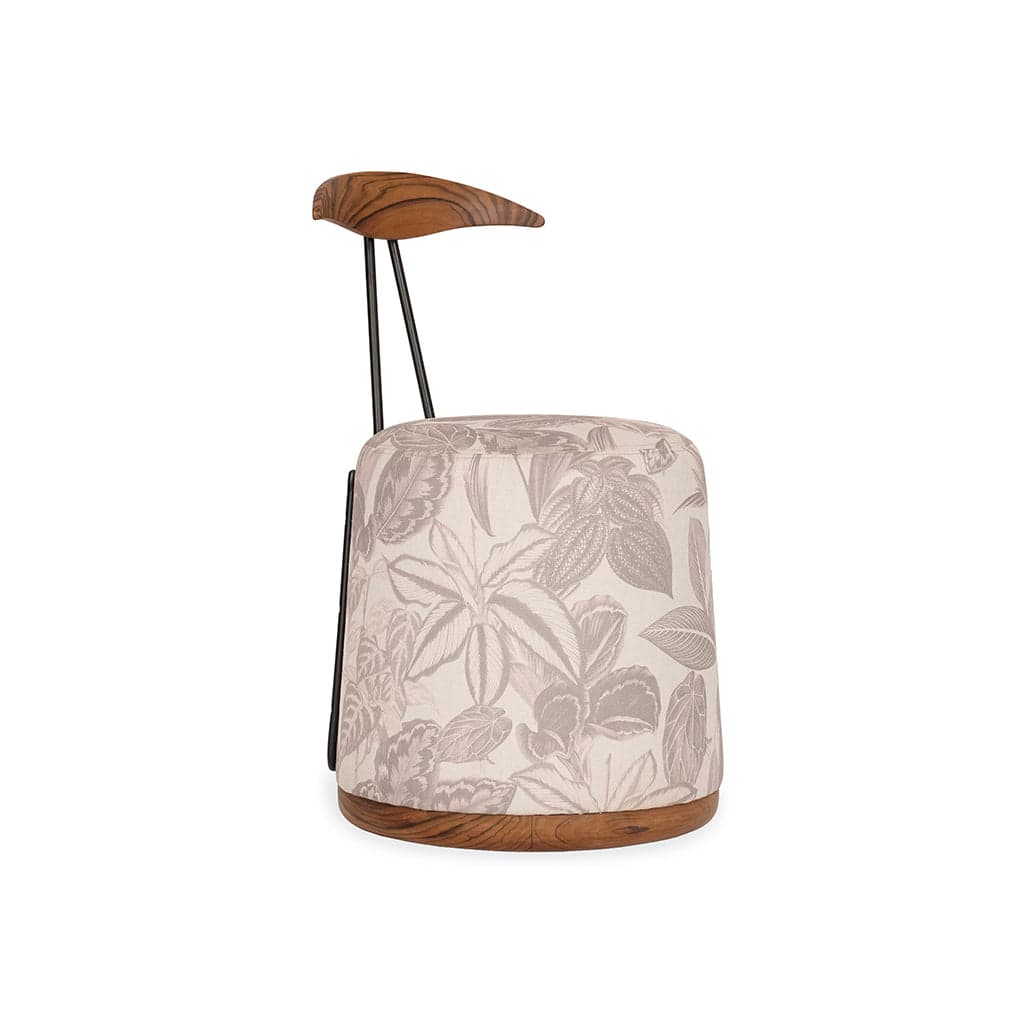 Credu - Teak Dining Chair, Cream Printed Fabric by Alankaram
