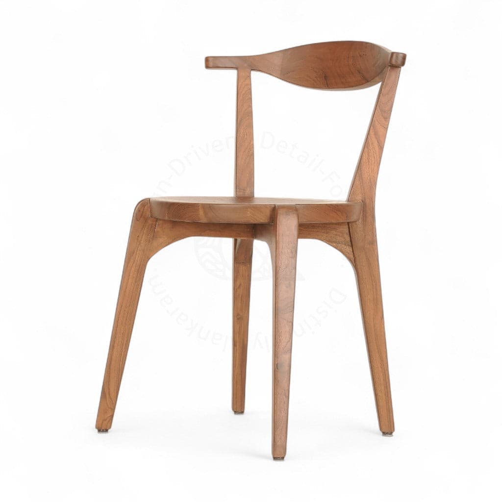 Dogo - Teak Dining Chair, Wooden Seat by Alankaram