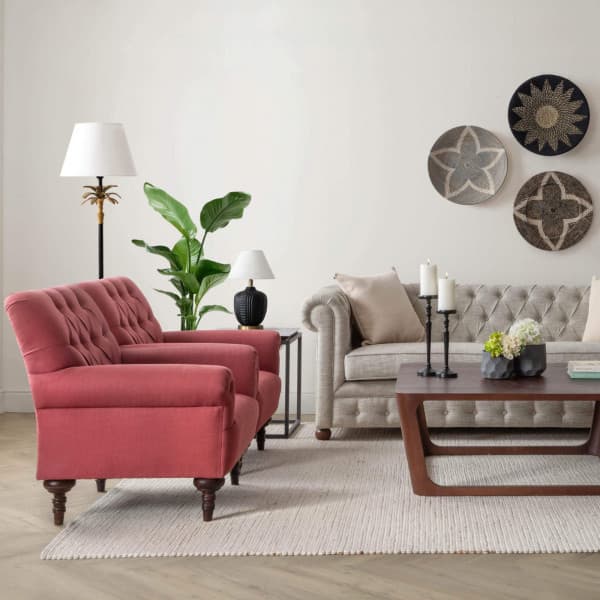 Classic Chesterfield Tufted Fabric Sofa Collection by Gulmohar Lane