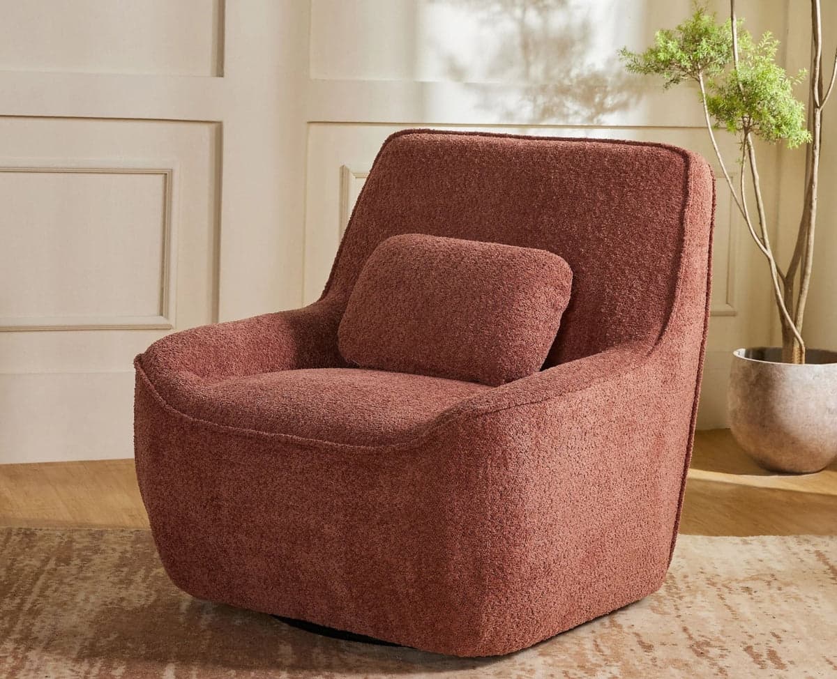 Anders Artisanal Chair – Modern Upholstered Dining Chair for Home & Café - (Dusty Rose brown) by Furniselan