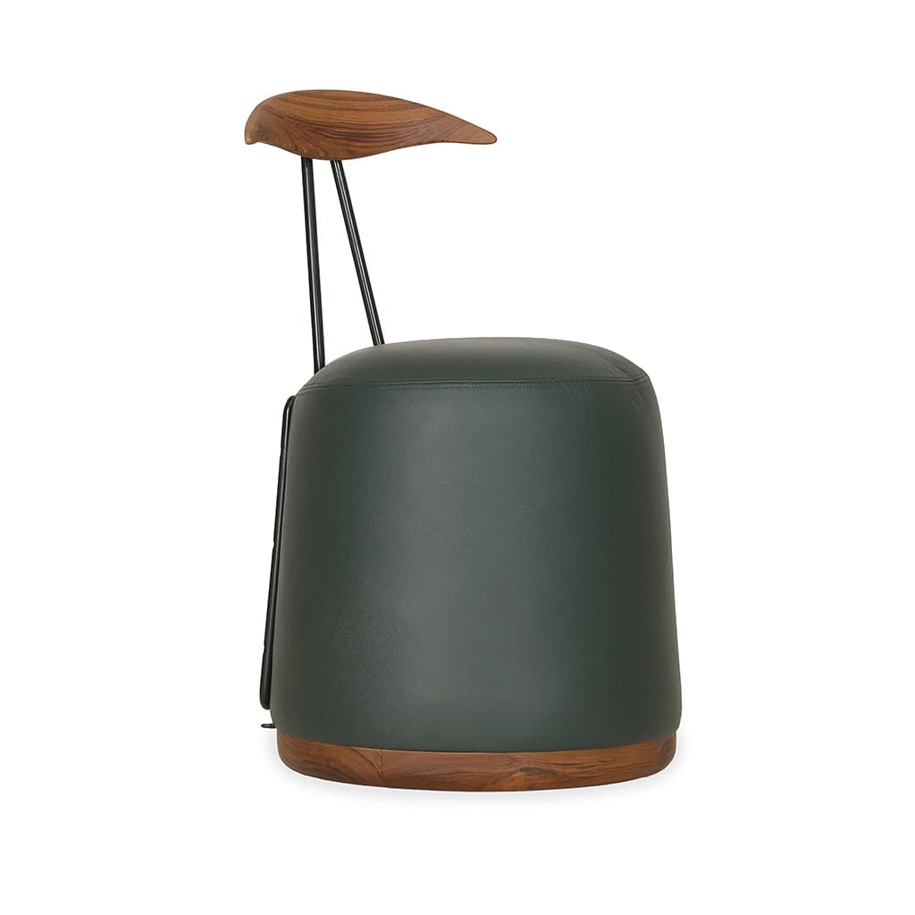 Credu - Teak Dining Chair, Green Leatherette by Alankaram