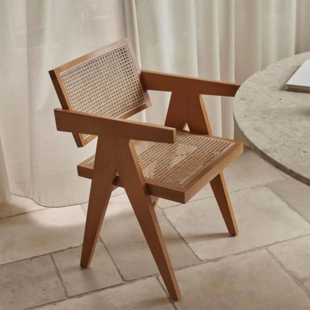 Chandigarh Cane Armchair | Handwoven Rattan & Solid Wood Frame | Iconic Mid-Century Modern Chair – Furnhands by Furnhands