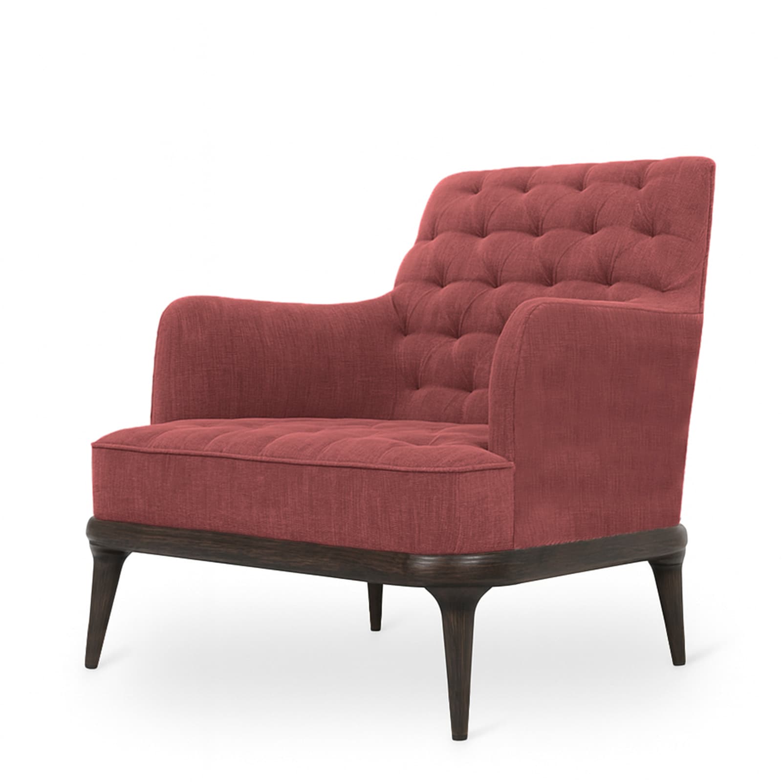 Koki - Teak Lounge Chair, Stain, Red Fabric by Alankaram