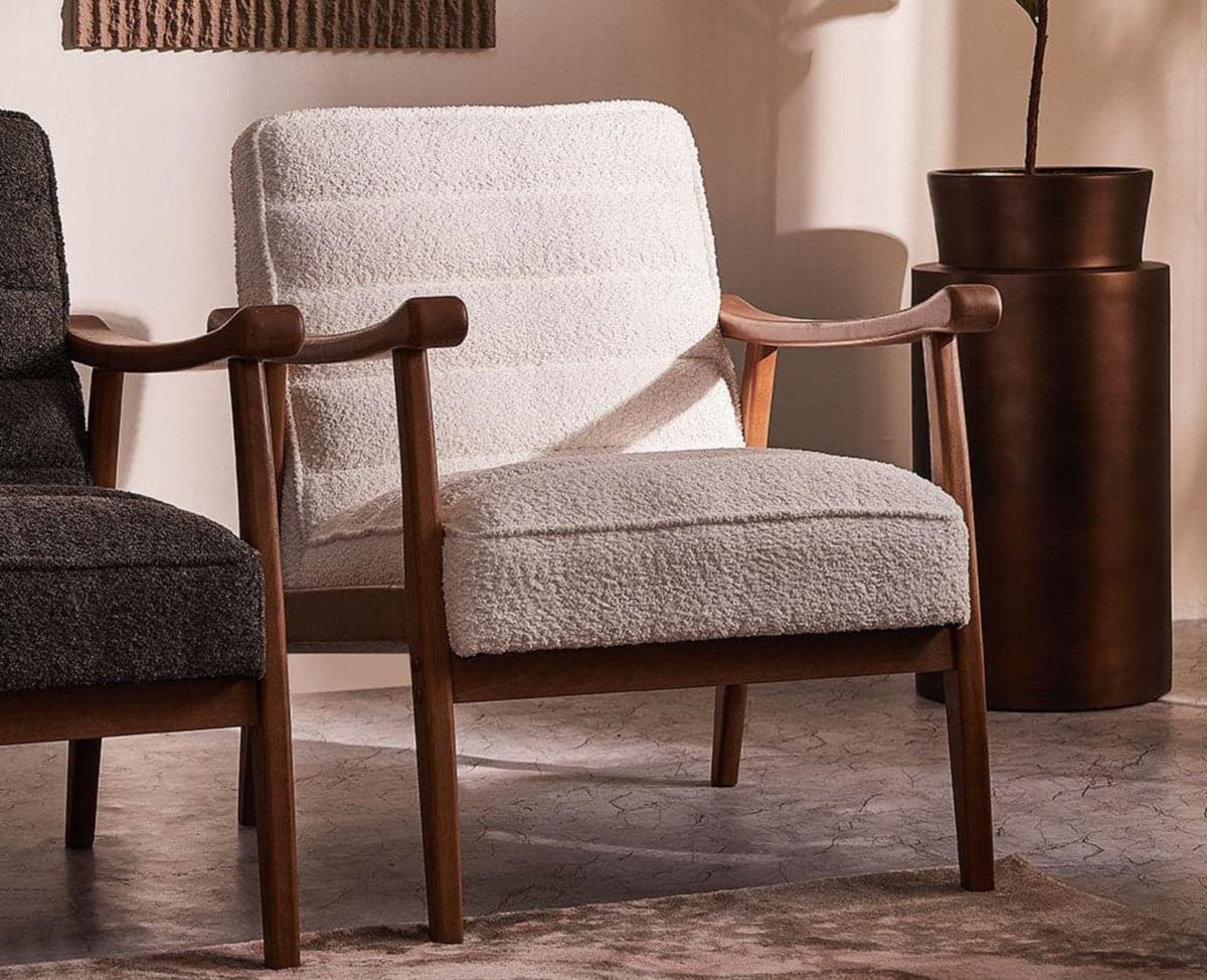 Arden Solid Rubber Wood Arm Chair - (White) by Furniselan