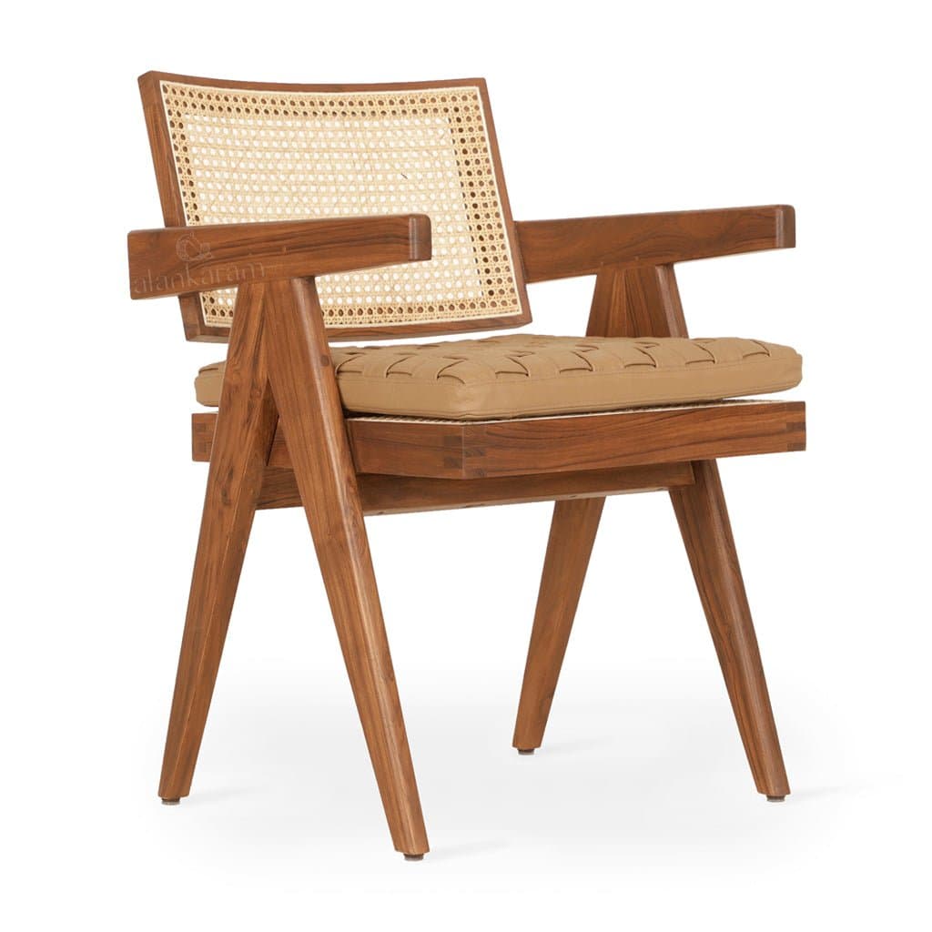 Jeanneret - Teak Dining Chair With Armrest 3 by Alankaram
