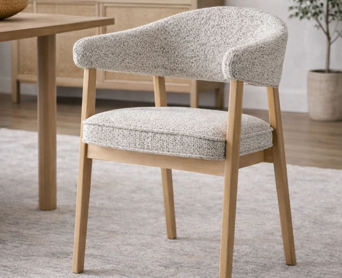 Beechcraft Dining Chair – Modern Upholstered Dining Chair for Home & Café - (light khaki) by Furniselan