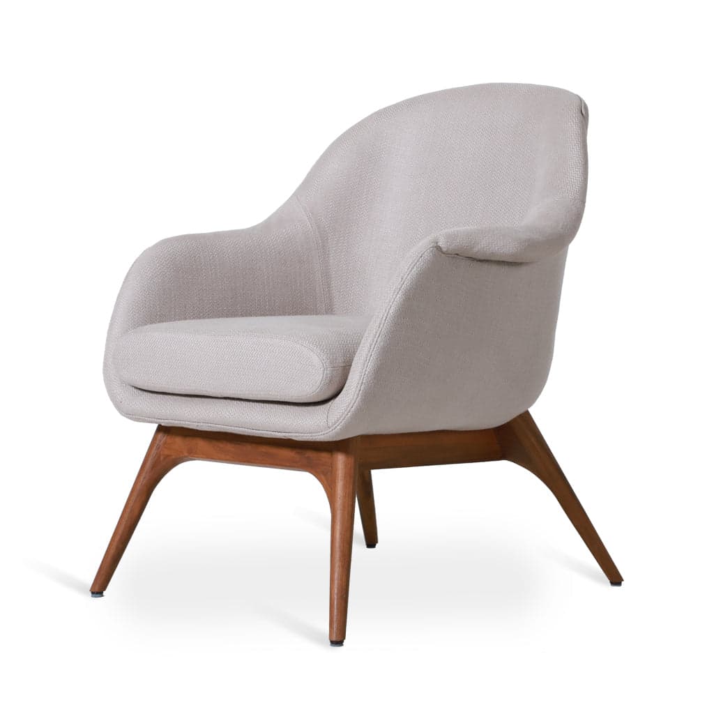 Nefis - Teak Lounge Chair, Off white Fabric by Alankaram