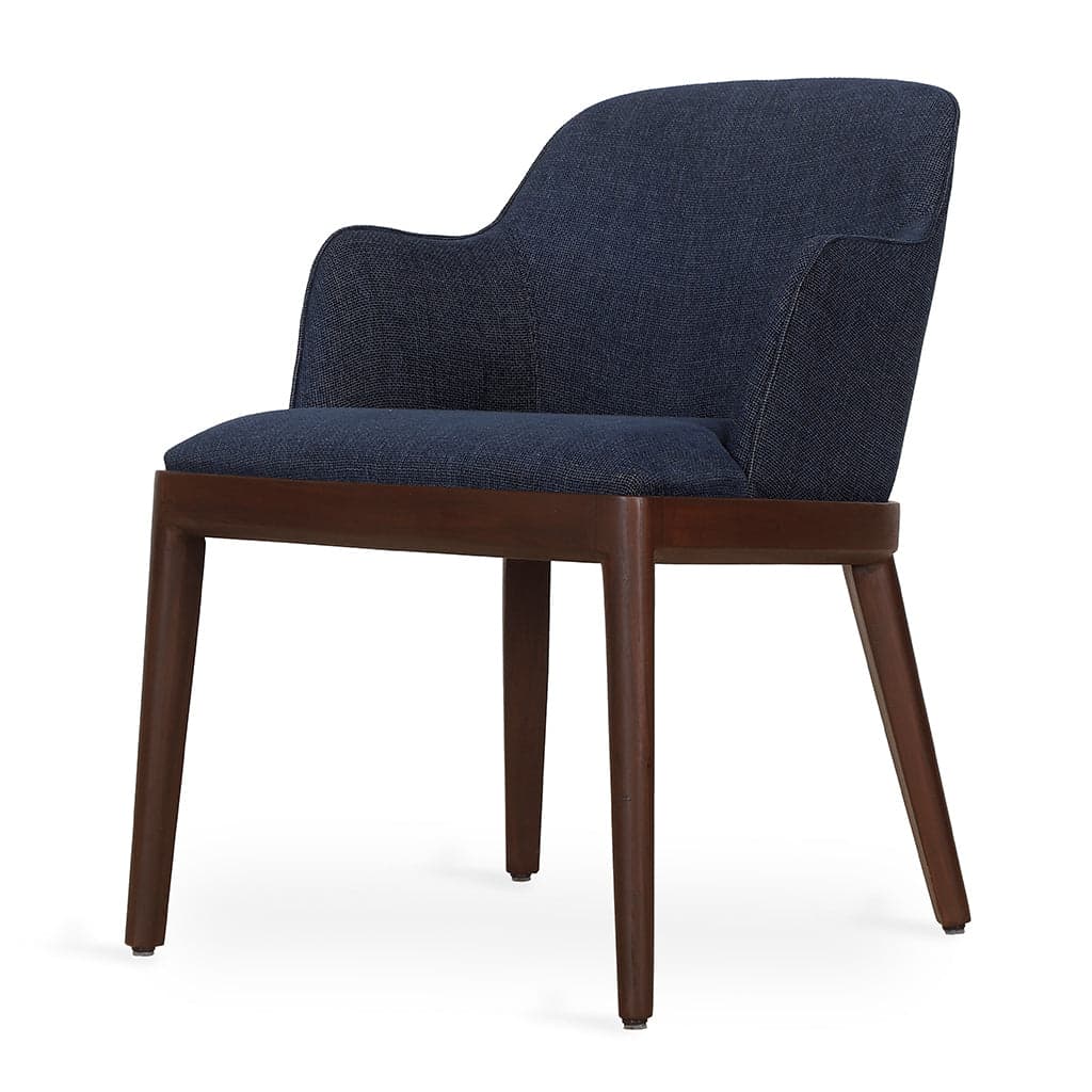 Ozlu - Ash/Oak/Beech Dining Chair, Stained, Blue Fabric by Alankaram