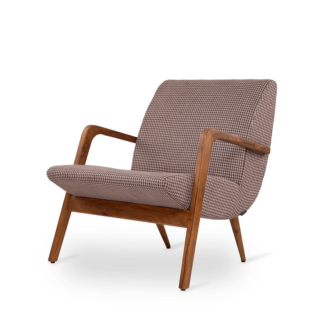 Opak -Teak Lounge Chair, Brown Fabric by Alankaram
