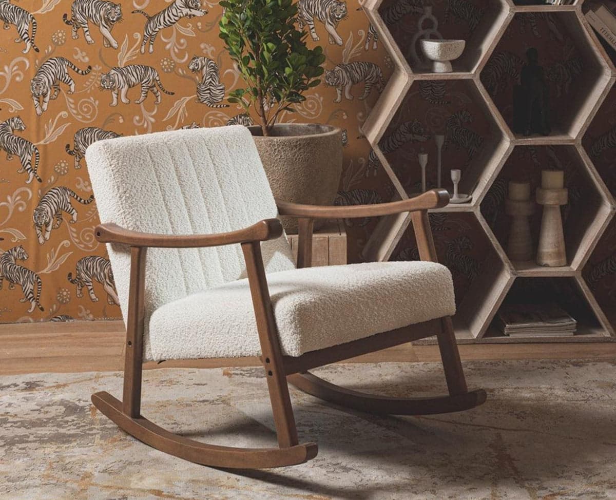 Margaret Wooden Rocking Chair - (White) by Furniselan