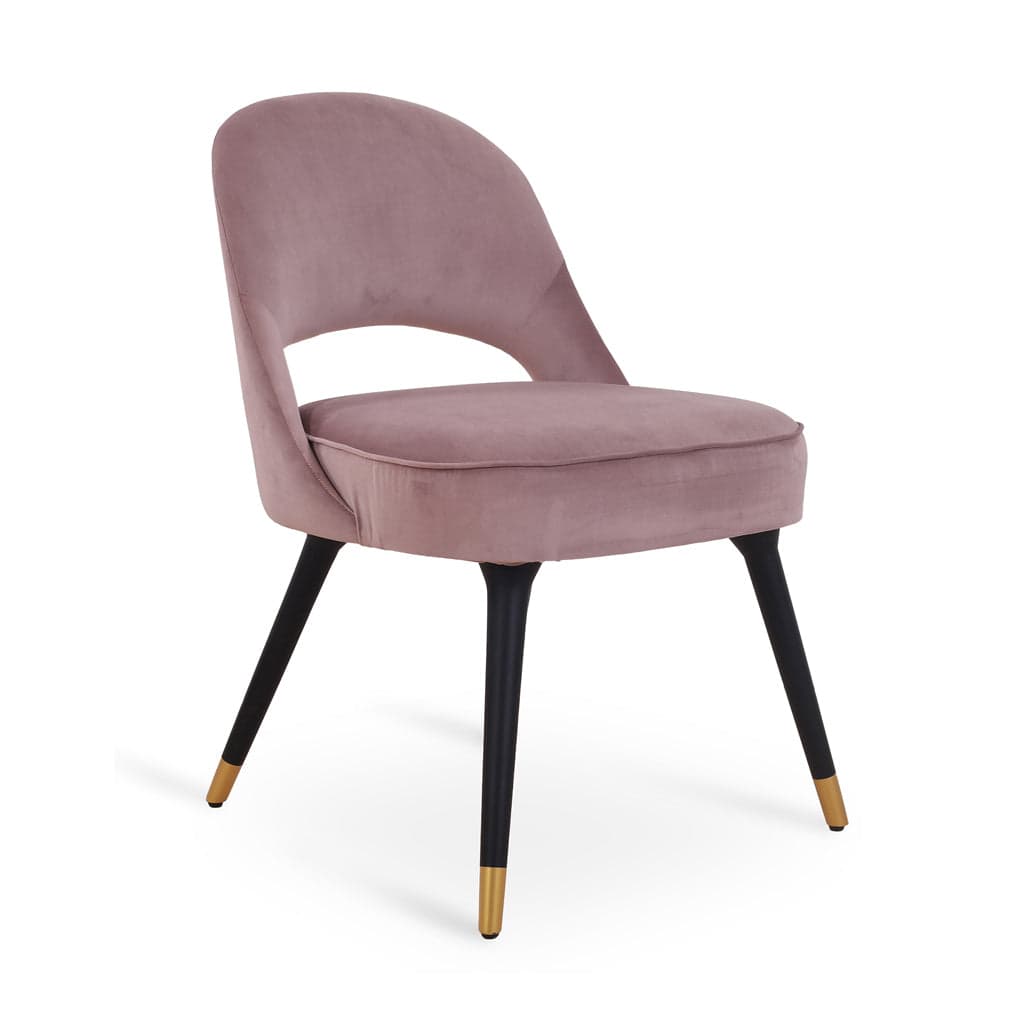 Kiero -Ash/Oak/Beech Dining Chair, Stained, Gold Accentuation, pink Fabric by Alankaram